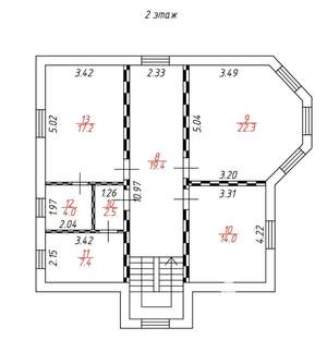 Дом 199м², 2-этажный, участок 6 сот.  