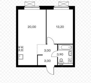 2-к квартира, на длительный срок, 41м2, 8/17 этаж