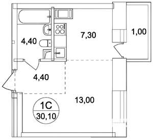 1-к квартира, на длительный срок, 32м2, 10/18 этаж