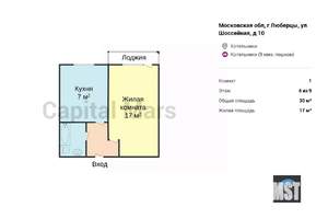 1-к квартира, на длительный срок, 30м2, 6/9 этаж