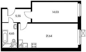 2-к квартира, на длительный срок, 45м2, 18/25 этаж