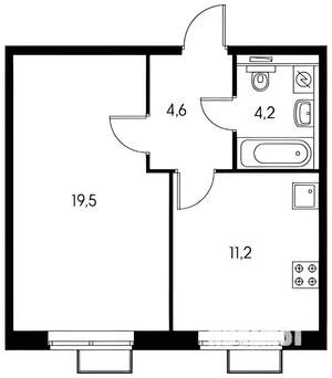 1-к квартира, на длительный срок, 40м2, 21/25 этаж