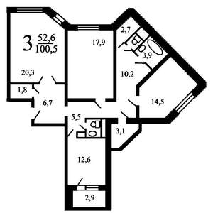 3-к квартира, на длительный срок, 98м2, 6/17 этаж