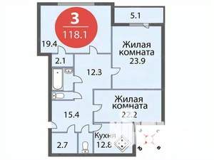 3-к квартира, на длительный срок, 125м2, 16/17 этаж