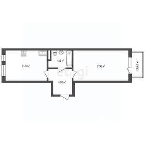 1-к квартира, на длительный срок, 42м2, 4/17 этаж