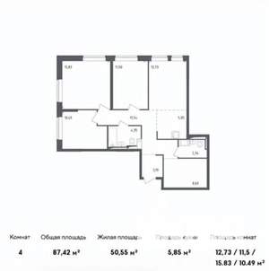 4-к квартира, на длительный срок, 87м2, 9/17 этаж