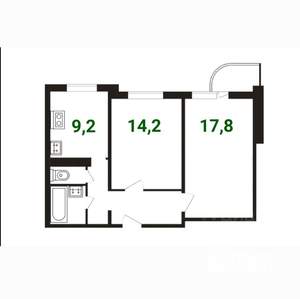2-к квартира, на длительный срок, 54м2, 14/14 этаж