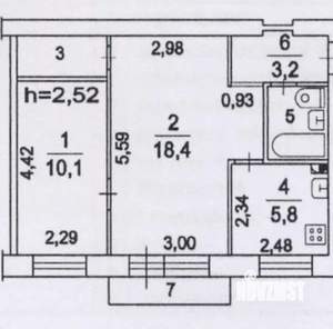 2-к квартира, на длительный срок, 44м2, 2/4 этаж
