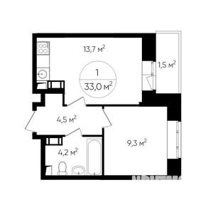 1-к квартира, на длительный срок, 35м2, 4/17 этаж