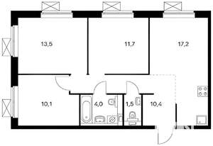 3-к квартира, на длительный срок, 69м2, 3/25 этаж