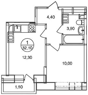 1-к квартира, на длительный срок, 34м2, 2/17 этаж