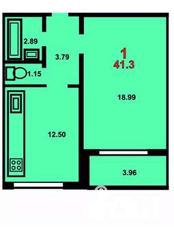 1-к квартира, на длительный срок, 41м2, 9/17 этаж