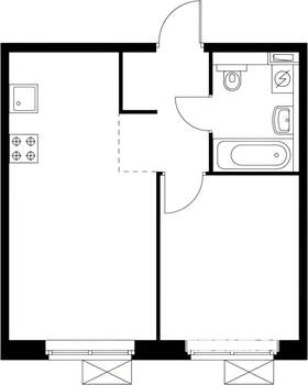 2-к квартира, на длительный срок, 35м2, 22/25 этаж