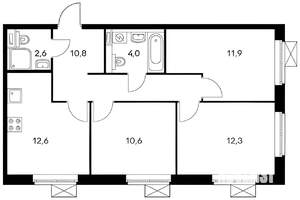 3-к квартира, на длительный срок, 63м2, 22/25 этаж