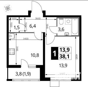 1-к квартира, на длительный срок, 38м2, 5/24 этаж