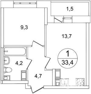 1-к квартира, на длительный срок, 35м2, 16/17 этаж