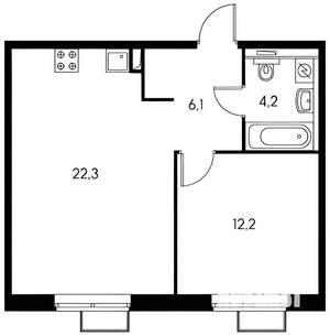 1-к квартира, на длительный срок, 45м2, 9/9 этаж