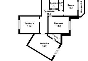 3-к квартира, на длительный срок, 84м2, 18/25 этаж