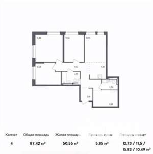 4-к квартира, на длительный срок, 87м2, 9/17 этаж