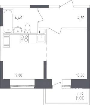 1-к квартира, на длительный срок, 30м2, 13/17 этаж