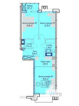 3-к квартира, на длительный срок, 72м2, 17/25 этаж