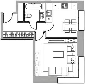 1-к квартира, на длительный срок, 39м2, 22/25 этаж