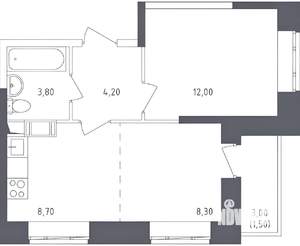 2-к квартира, на длительный срок, 40м2, 3/18 этаж