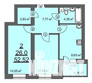 2-к квартира, на длительный срок, 53м2, 3/4 этаж