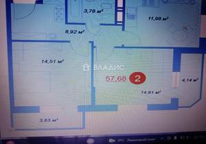 2-к квартира, вторичка, 59м2, 16/25 этаж