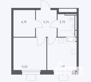 1-к квартира, сданный дом, 35м2, 17/17 этаж
