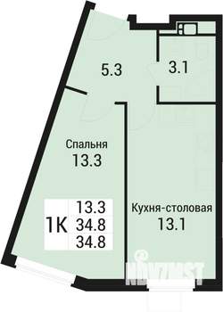 1-к квартира, вторичка, 35м2, 2/5 этаж