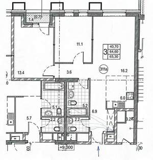 3-к квартира, вторичка, 67м2, 3/22 этаж