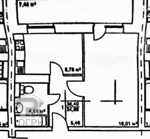 1-к квартира, вторичка, 38м2, 8/10 этаж