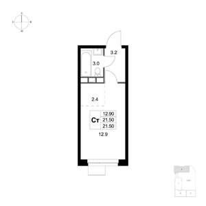 Студия квартира, вторичка, 22м2, 1/7 этаж
