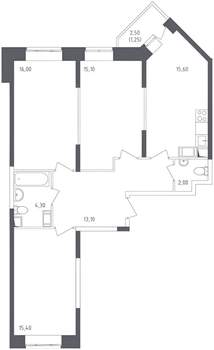 3-к квартира, вторичка, 83м2, 17/17 этаж