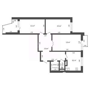 3-к квартира, вторичка, 73м2, 4/17 этаж