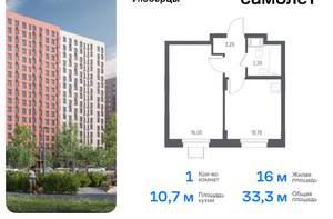 1-к квартира, вторичка, 33м2, 16/17 этаж