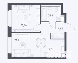 1-к квартира, вторичка, 34м2, 16/17 этаж