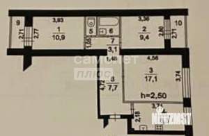 3-к квартира, вторичка, 60м2, 4/9 этаж
