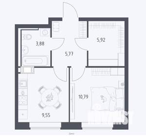 1-к квартира, сданный дом, 36м2, 17/17 этаж