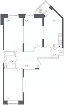 3-к квартира, вторичка, 83м2, 17/17 этаж