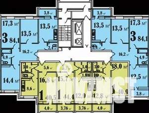 3-к квартира, сданный дом, 85м2, 1/17 этаж