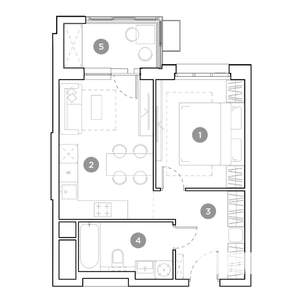 1-к квартира, строящийся дом, 38м2, 24/25 этаж