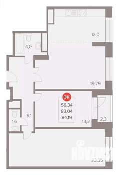 3-к квартира, вторичка, 84м2, 11/22 этаж