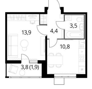 1-к квартира, сданный дом, 35м2, 14/25 этаж