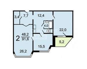 2-к квартира, вторичка, 91м2, 8/25 этаж