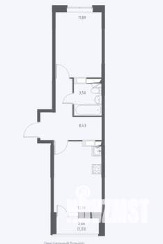 1-к квартира, сданный дом, 38м2, 17/17 этаж