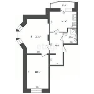 2-к квартира, вторичка, 65м2, 2/14 этаж