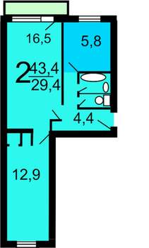 2-к квартира, вторичка, 45м2, 5/5 этаж