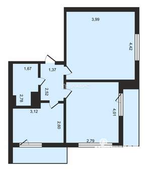 2-к квартира, вторичка, 44м2, 7/17 этаж